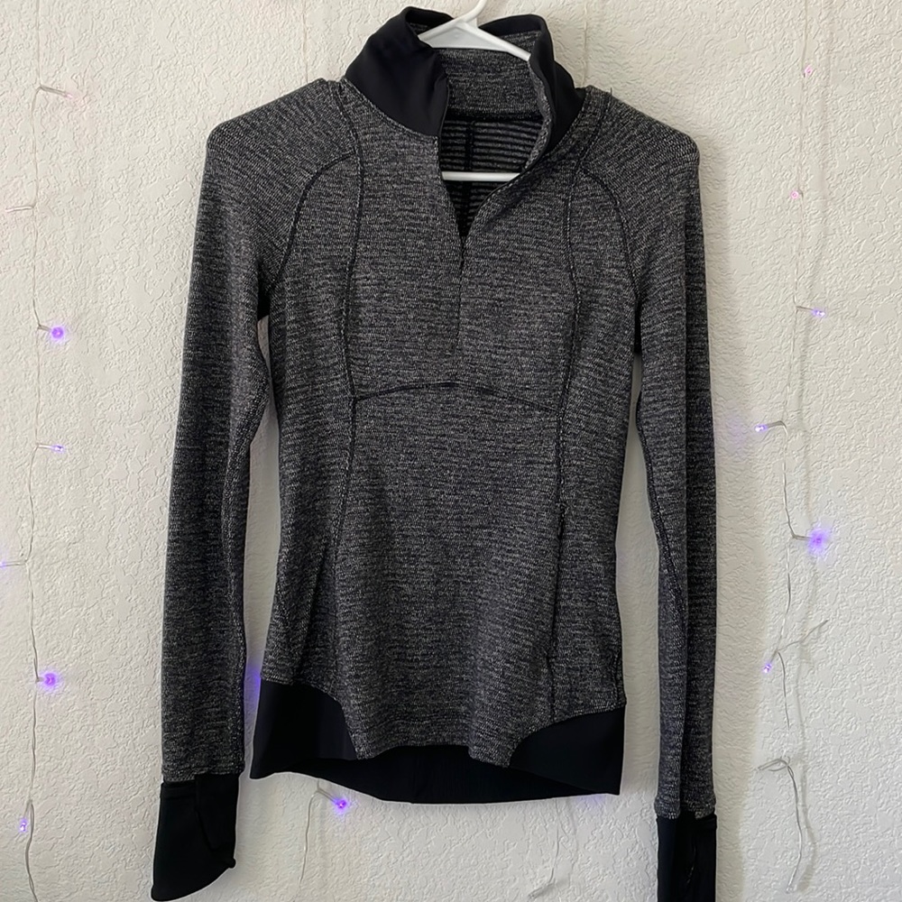Grey and black Lululemon heathered quarter zip long sleeve